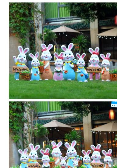 Outdoor Cartoon Rabbit Garden Decoration - Animal Flower Pot Sculpture for Kindergartens and Courtyards