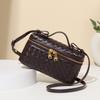 Handwoven Mini Square Crossbody Bag Women PU Leather Small Handheld Cosmetic Purse With Zip Inner Pocket