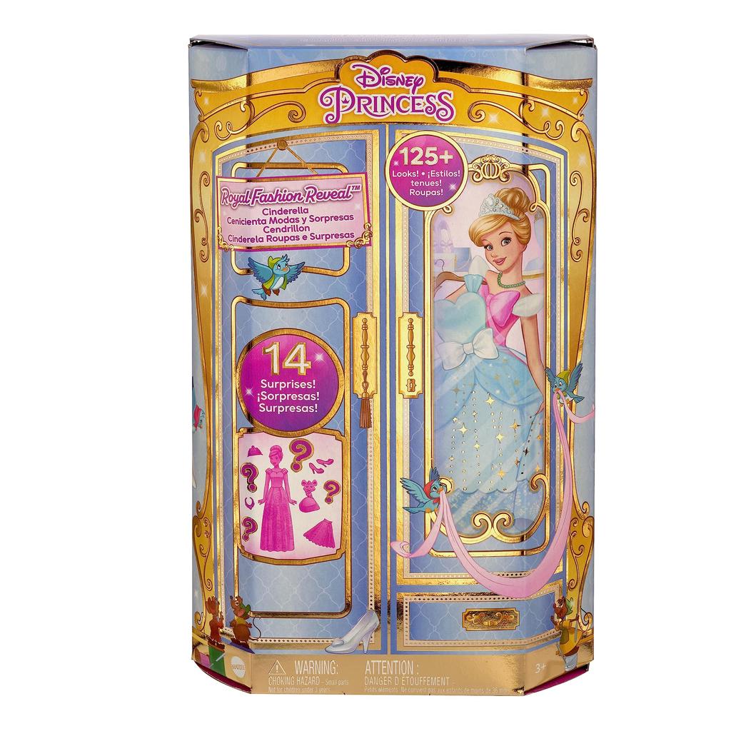 Mattel Disney Princess Secret Dress-Up Cinderella Doll and House with Accessories, Ages 3 and Up, Blue, JCR96