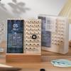 Desktop Permanent Calendar with Wood Stand ABS Permanent Countdown Calendar with 3 Rings for Office Desk Date Reminder