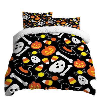 Halloween Three-piece Bedding Set Quilt Cover Pillowcase Brushed Fabric Thickened