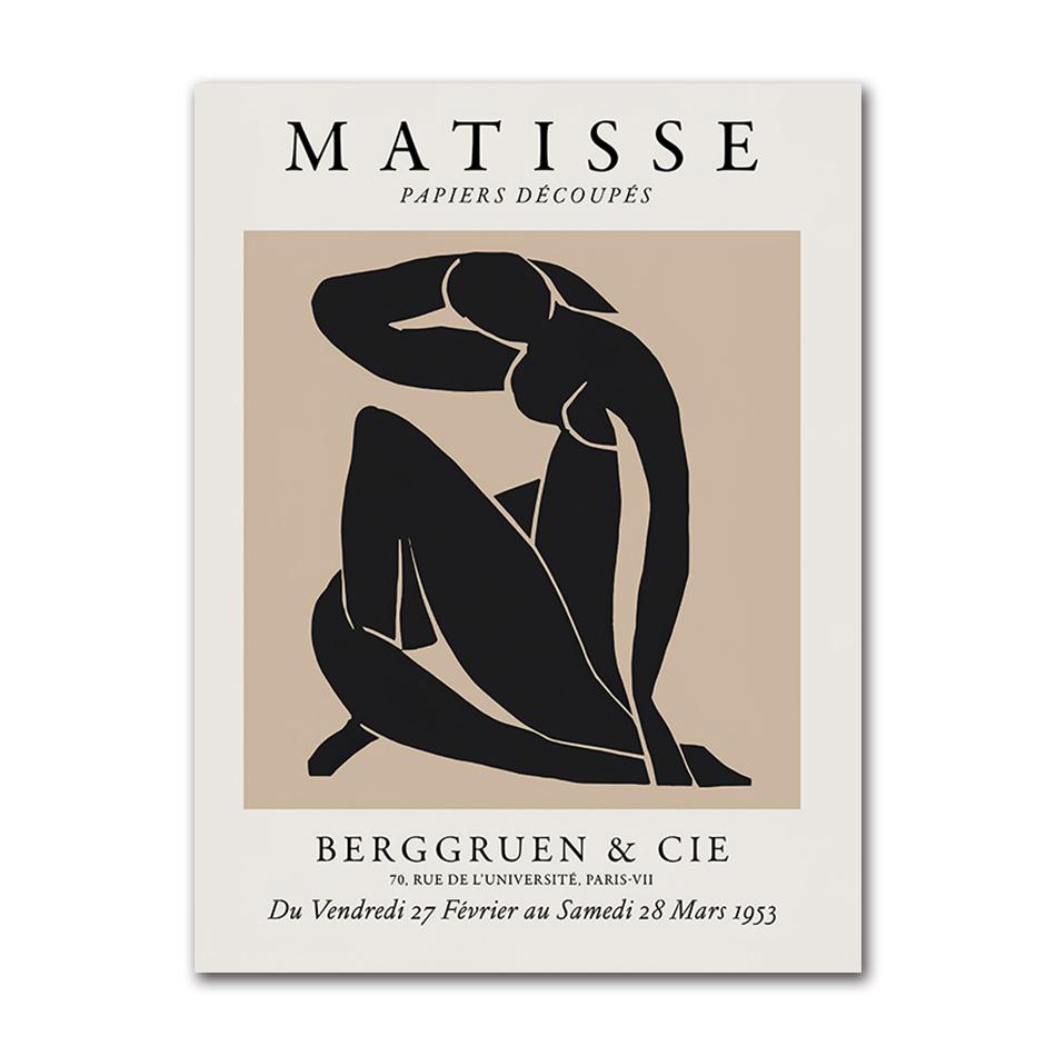 Abstract Matisse Body Line Posters Leaf Boho Black Beige Canvas Paintings Wall Art Print Picture Living Room Interior Home Decor
