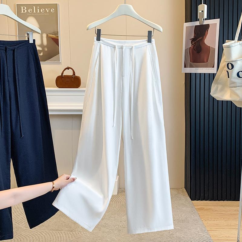 

DIMANAF 2026 Summer New Plus Size Women Long Pants Thin Loose Casual Elastic Waist Fashion Lady Bottoms Clothing Cotton Linen L белый