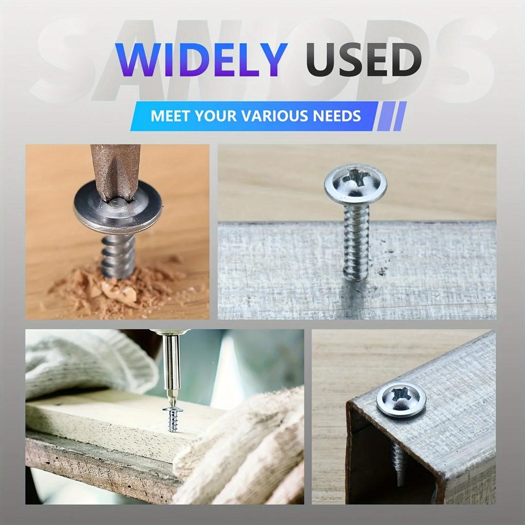 #8 Modified Truss Head Sheet Metal Screws Assortment Kit 410 Stainless Steel Self Tapping Drilling Screws for Metal Plastic Wood