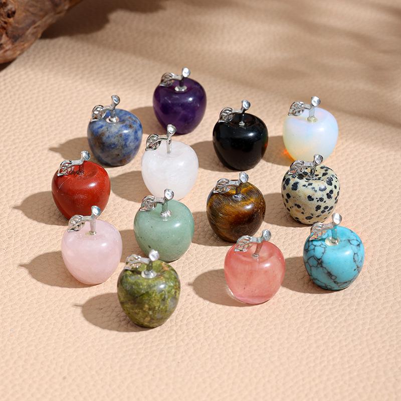 Multicolor Natural Crystal Jade Apple Ornaments - 12 Colors Christmas Gift