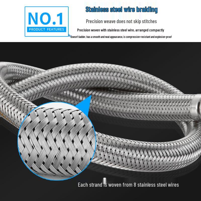 

304 Stainless Steel Double-Head Braided Hose for Water Heaters and Toilets 20cm [304 Nut]