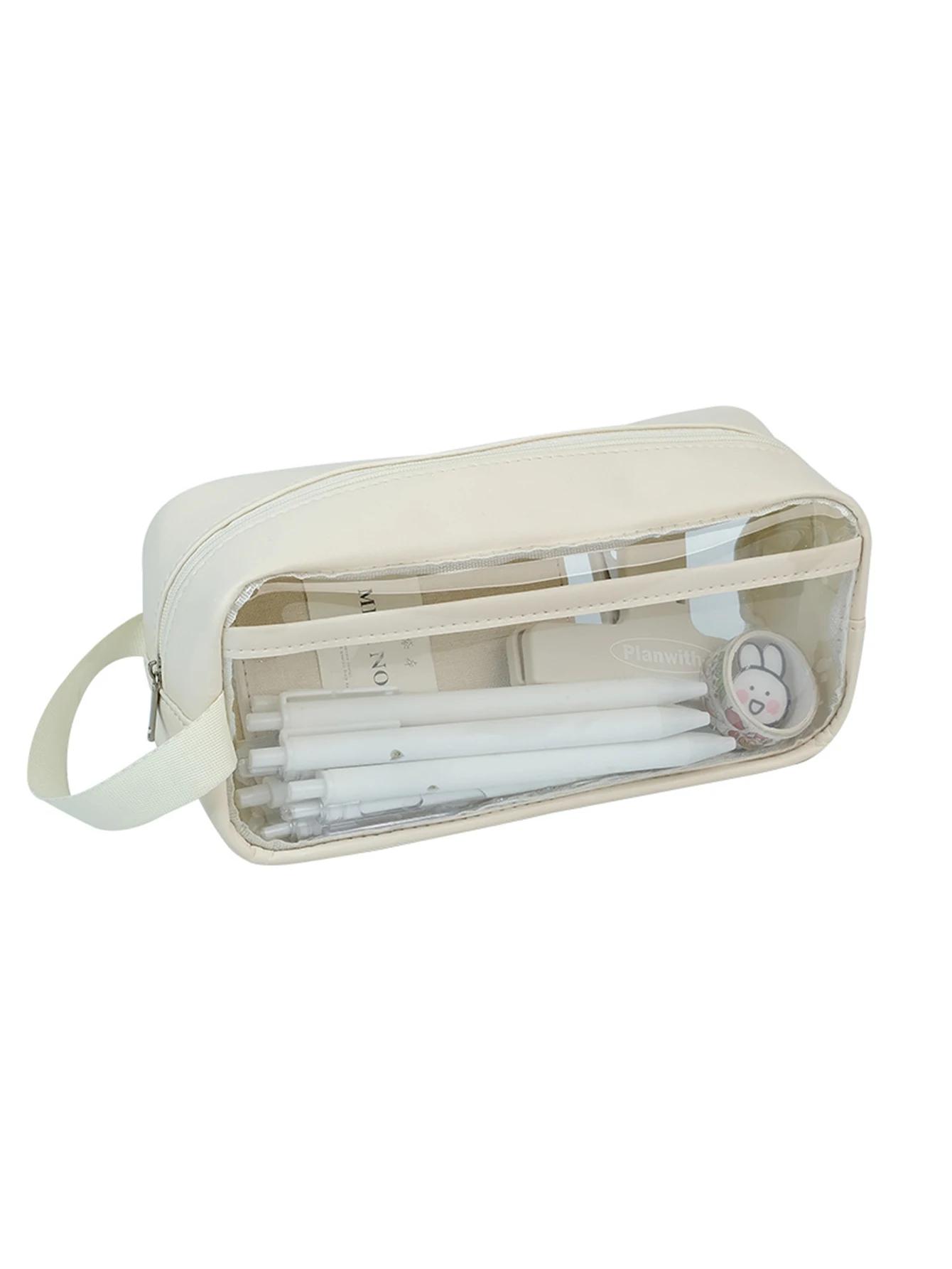 

1pc PVC Waterproof Pencil Case Large Capacity Pen Case Organizer Zipper Pencil Pouch Office Supplies School Supplies Pencil Case