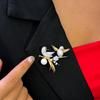 Light Luxury Double Magpie Golden Silk Bird Gold Plated Celebrity Style Brooch Suit Dress Decorative Pin Brooch