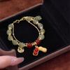 New Good Thing Peanut Double Chain Imitation Jade Bracelet Retro National Style Classical Elegant Jewelry