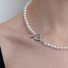 leeENoir Wave Toggle Pearl Necklace (6mm/8mm)(2color)