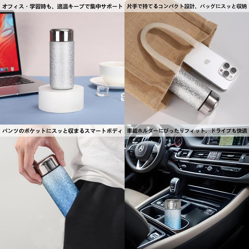 IOLOYU 300ml Mini Vakuumisolierte Edelstahlflasche mit Titanbeschichtung, Rostfreies Design, Hält Heiß oder Kalt für 12 Stunden, Leicht zu