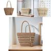 Simple Color Blocking Ripple Pattern Women Woven Tote Bag For Casual Daily Use