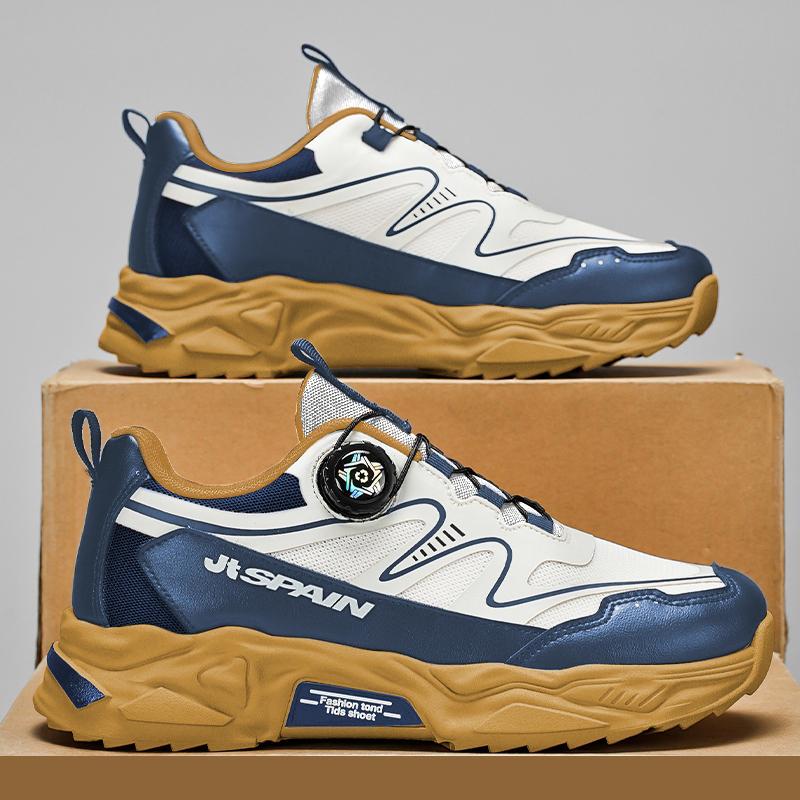 Atmungsaktive Weichsohlen-Sneaker Herren-Freizeit-Sportschuhe vier Herbst-Neuheiten rotierende Schnürsenkel Komfort Outdoor Laufschuhe