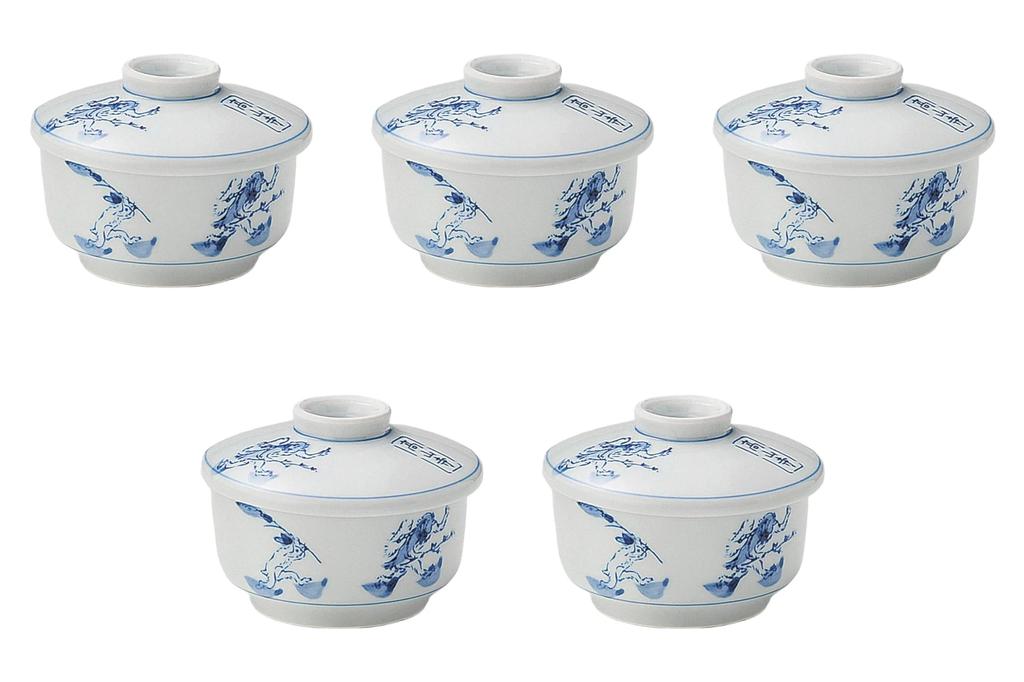 Set of 5 Takayamaji Flat Steamed Bowls x cm Steamed Bowls Setomonohonpo [9.4 7.6 (250cc)]
