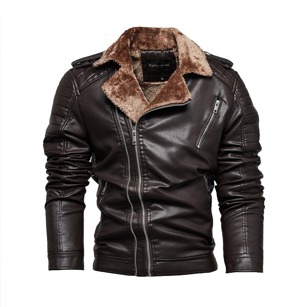Men’s Faux Leather Jackets Fleece Lined Zipper Bomber Jacket Moto Biker Short Coat PU Motorcycle Racer Stylish Autumn Winter Outwear