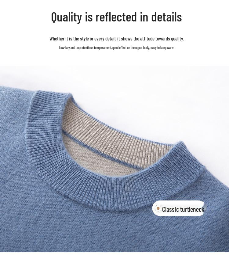 Men's Cashmere Half-High Neck Thick Knit Casual Pullover Sweater