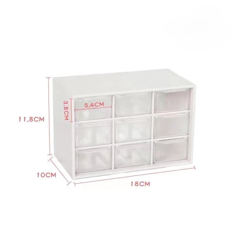 Desktop 9 Grid Storage Boxes Organizer Transparent Small Drawer Partitioned Student Desk Wall-mounted Sundries Storage Box Cute