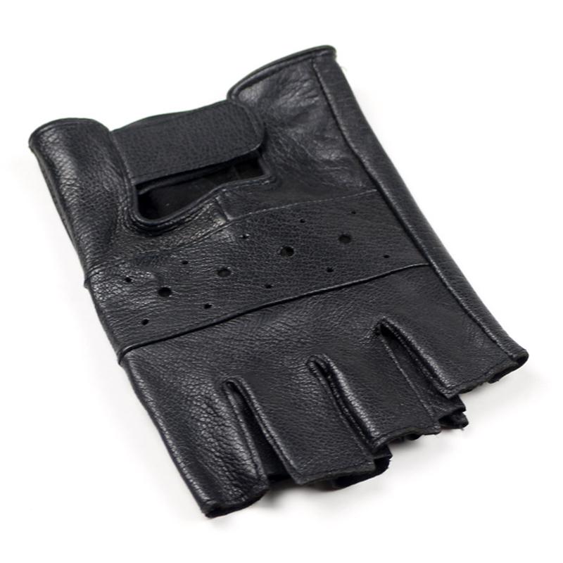 Férfi báránybőr vezetési kesztyűk Fitness kesztyűk félujjas taktikai kesztyűk fekete szabadidő fitnesz kerékpáros PU bőrkesztyűk