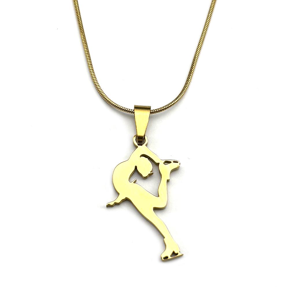 Rhythmic Gymnastics Figure Skating Chain For Women Men Stainless Steel Gold Color Art Dancing Girls Sports Necklace Jewelry Gift