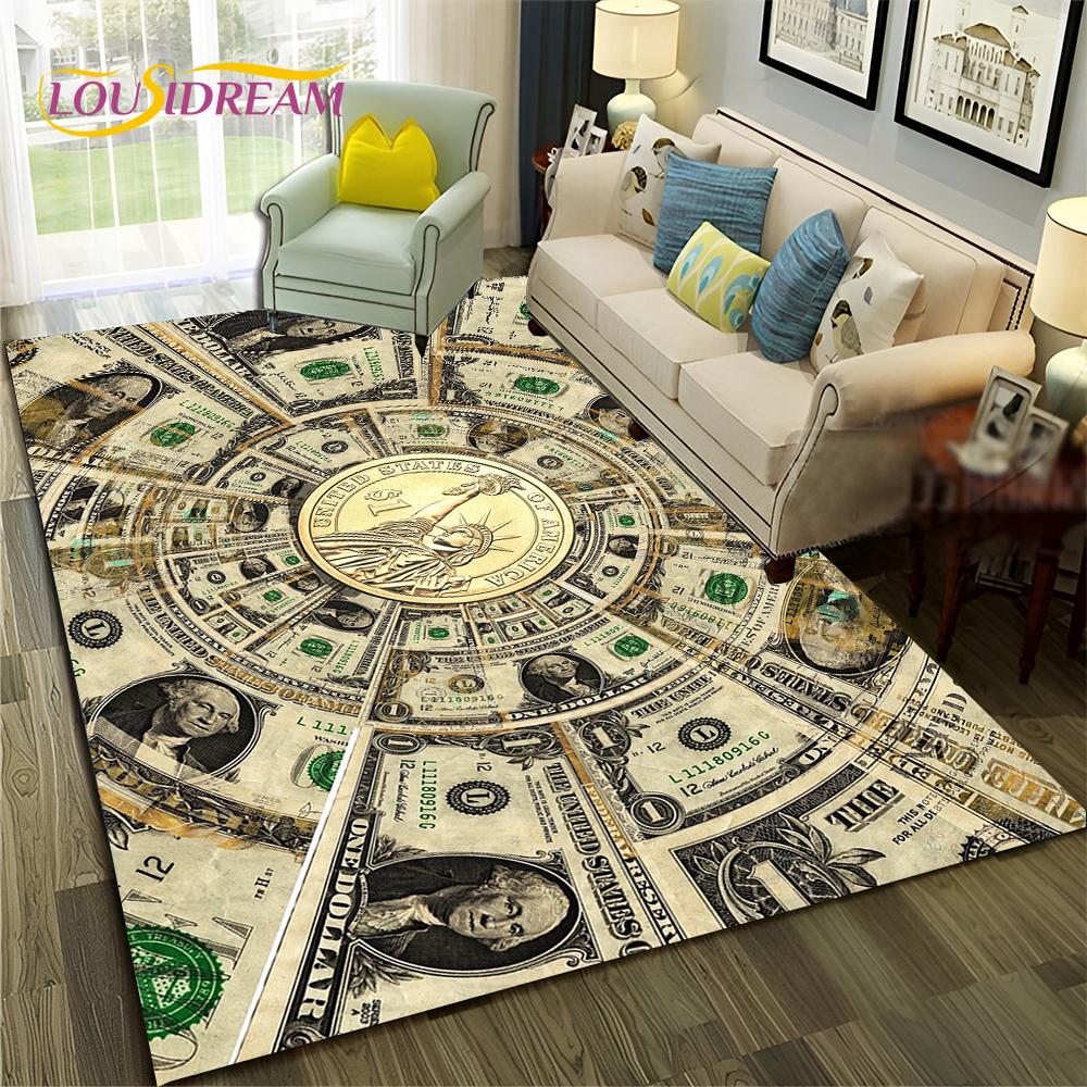 3D Dollar Euro Money  Rich Pattern Carpet Rug for Home Living Room Bedroom Sofa Doormat Decor,Child Area Rug Non-slip Floor Mat