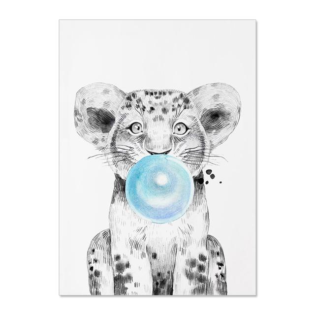 Nordic Animal Zebra Giraffe Blowing Bubbles Prints And Posters Wall Art Canvas Paiting Wall Pictures For Living Room Home Décor No Frame