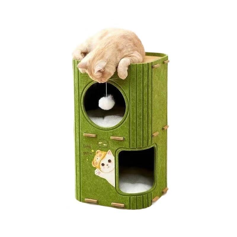 JINGRUIXIANG Multi-Level Cat Tree & Condo with Scratching Board