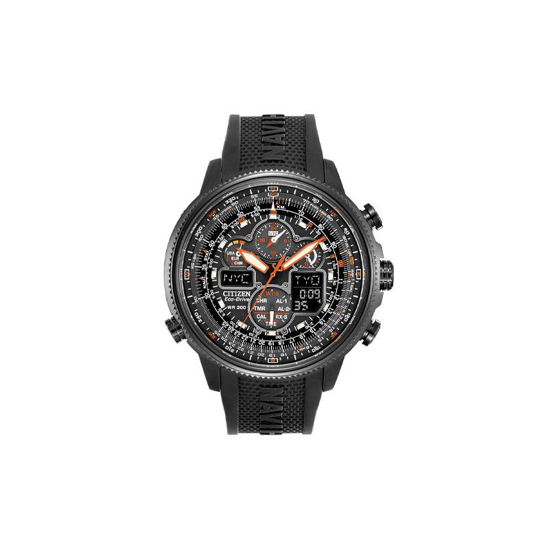 

CITIZEN Navihawk Series 200 Meters Waterproof Solar Quartz Steel Strap Men s Watch Black Dial JY8035-04E чорний