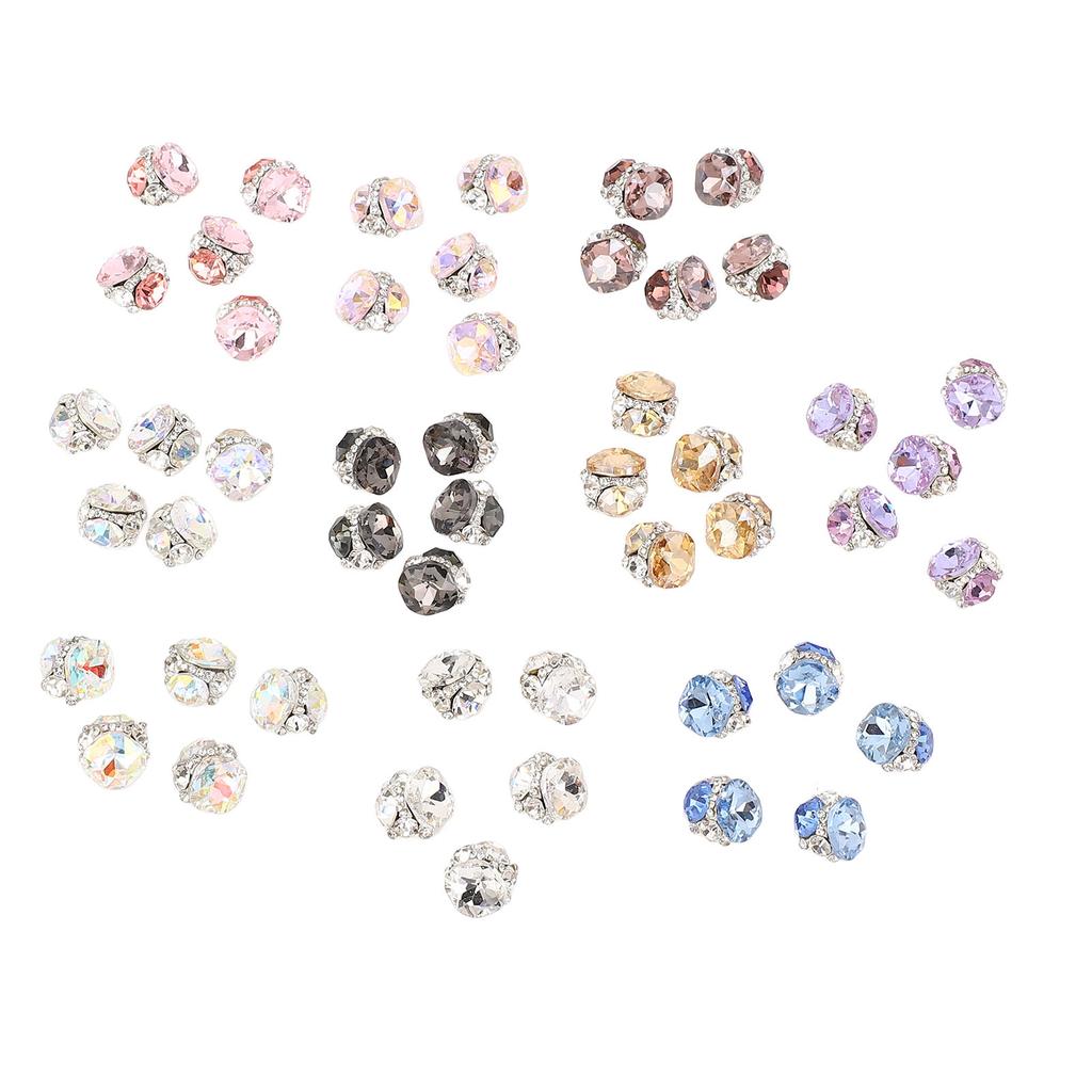 50 Pcs Nail Crystal Rhinestones 10 Types Multi Shapes Jewels Stones Sparkle 3D Nail Art Charms for