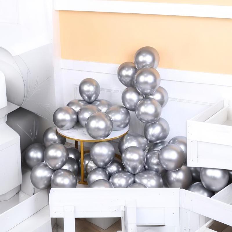 20/50Pcs Versatile Metallic Chrome Silver Grey Balloons High Shine Latex Balloons for All Kinds of Party Supplies