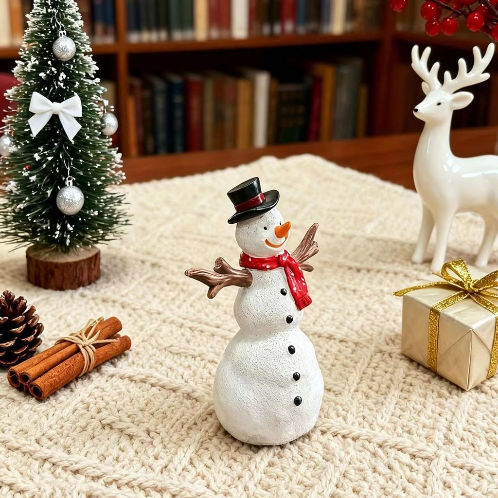 Christmas hat snowman creative resin ornament, home desktop Christmas theme decoration small items, Christmas good items