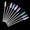 Portable Crystal Handle Disposable Eyelash Brush - White Handle, Nylon Head Makeup Tool