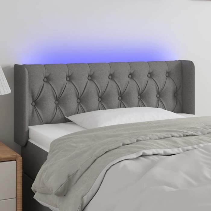 VidaXL Tête de Lit à LED Meuble de Chambre à Coucher Accessoire de Lit Simple Tête de Cadre de Lit Intérieur Gris Foncé 3123555