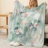 Lightweight Flannel Throw Blanket, Chinese Ink Lotus Print, Soft Warm Cozy, Home Decor for Couch/Bed, Christmas & Halloween Gift