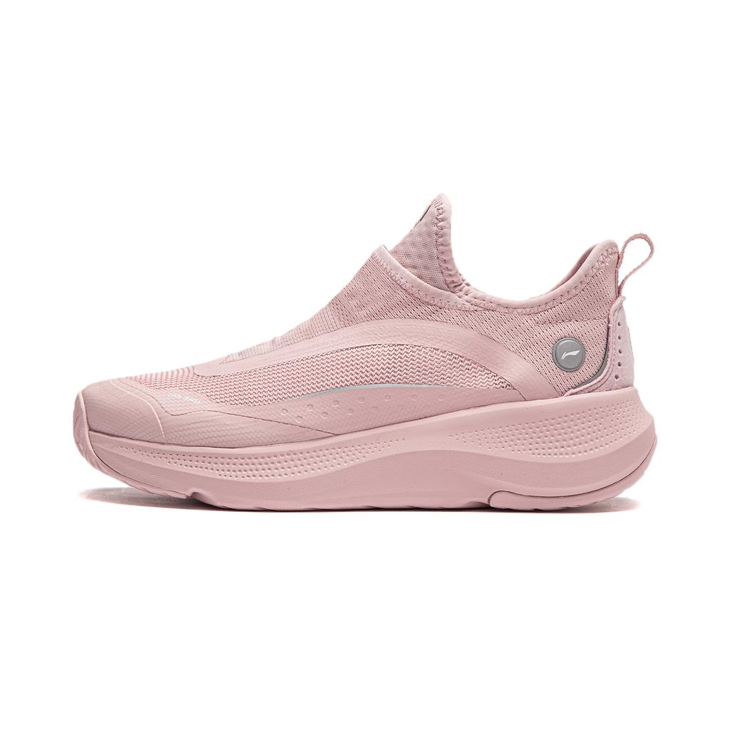 New LiNing Anti Slip Wear Resistant Breathable Lightweight Low Top Casual Running Shoes Women's Pink Gray AGLU106-3
