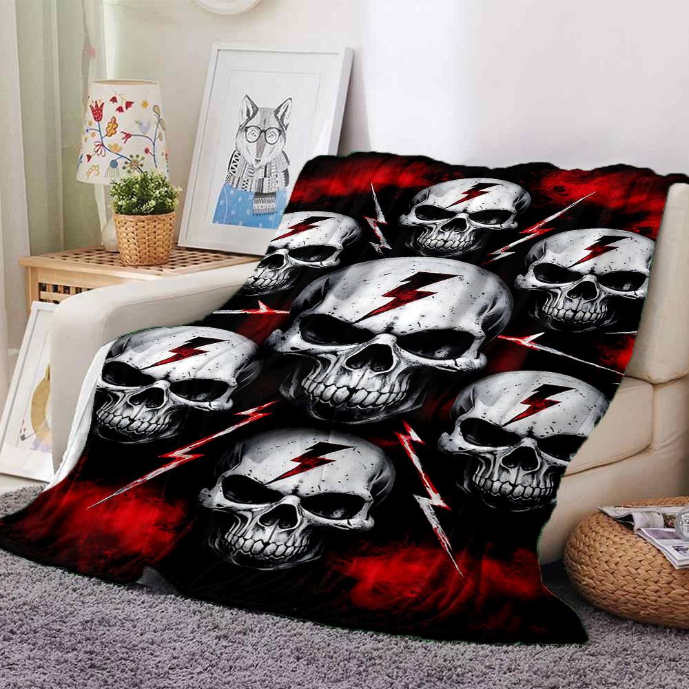 

1pc Skulls Lightning Themed Printed Soft and Comfortable Home Blanket, Small Throw Blanket, Nap Blanket, Suitable as a Gift l026 80cmx120cm(31inx47in)
