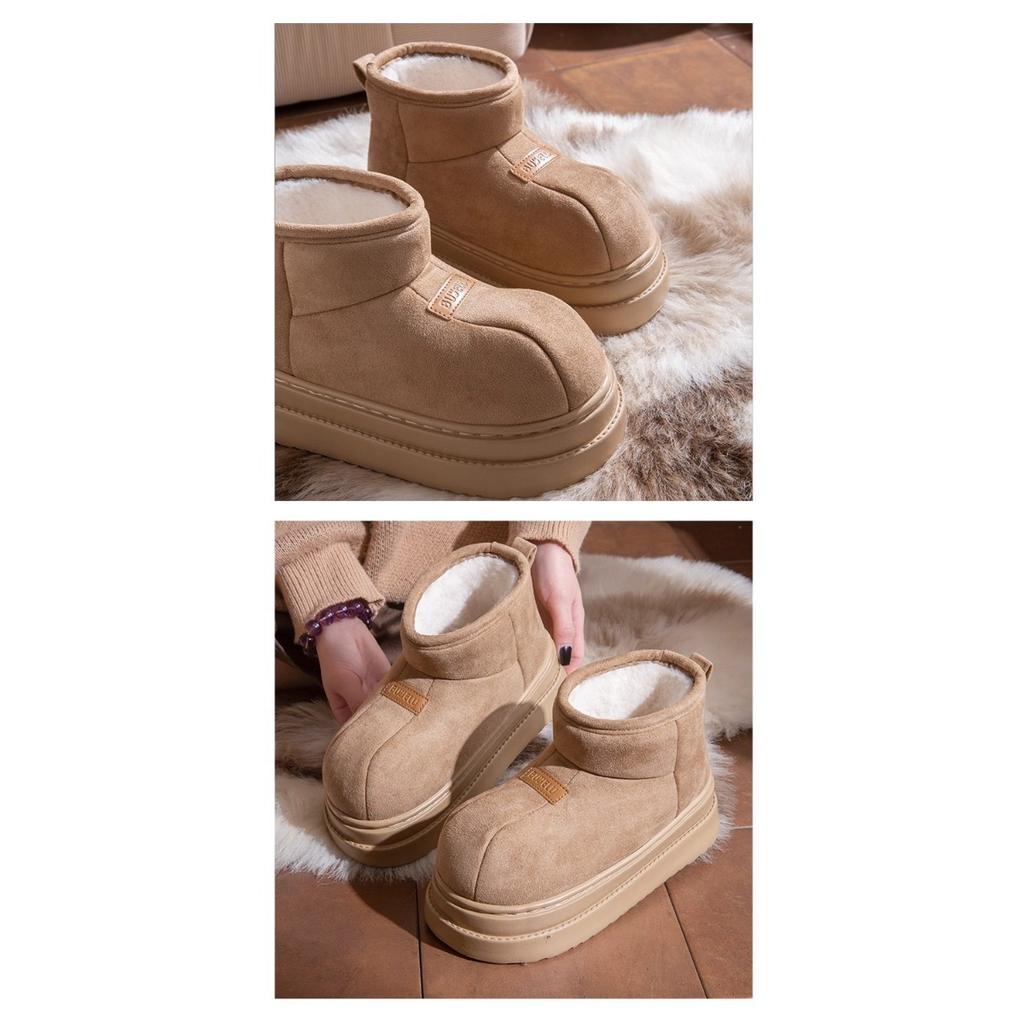 36-45 Thick Soled Warm Cotton Shoes for Women, Winter Outerwear, Anti Slip, Odor Proof, and Fleece Cotton Slippers for Women