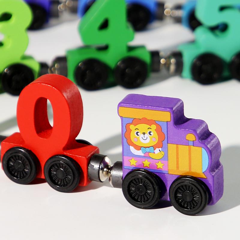 Number Digital Magnetic Wooden Train Toys Colorful Building Blocks Educational Hand-eye Coordination Magnetic Digital Train