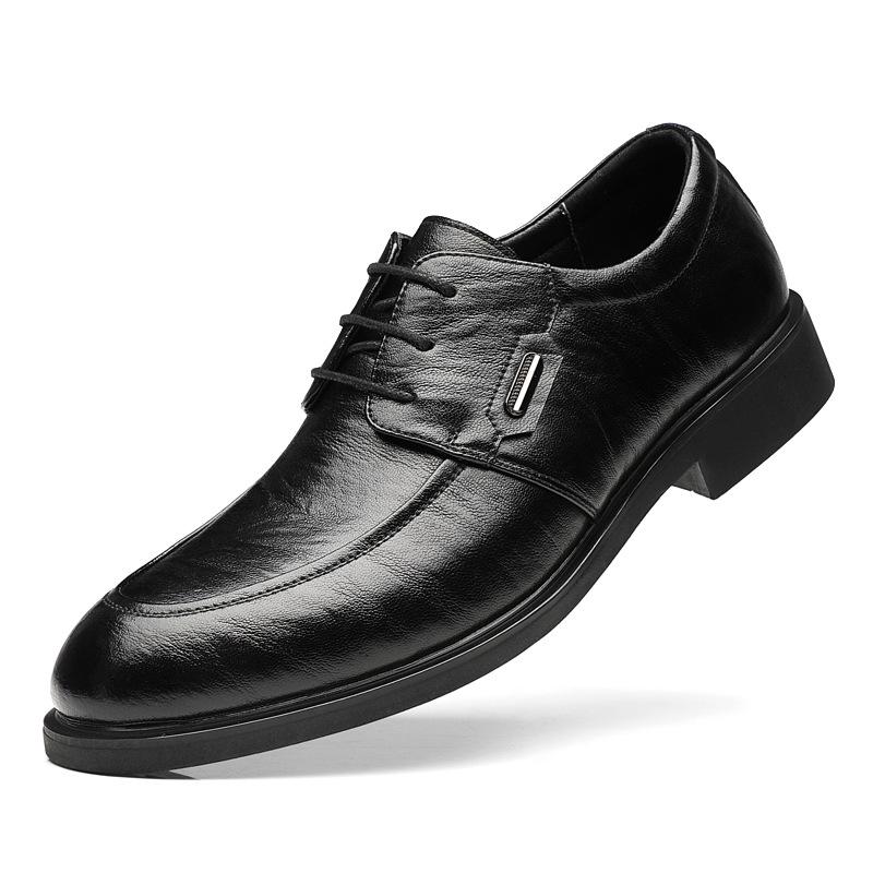 Leather Shoes Men's Style Derby British Style Groom's Wedding Autumn Low Cut Pointed Formal Business Men's Shoes