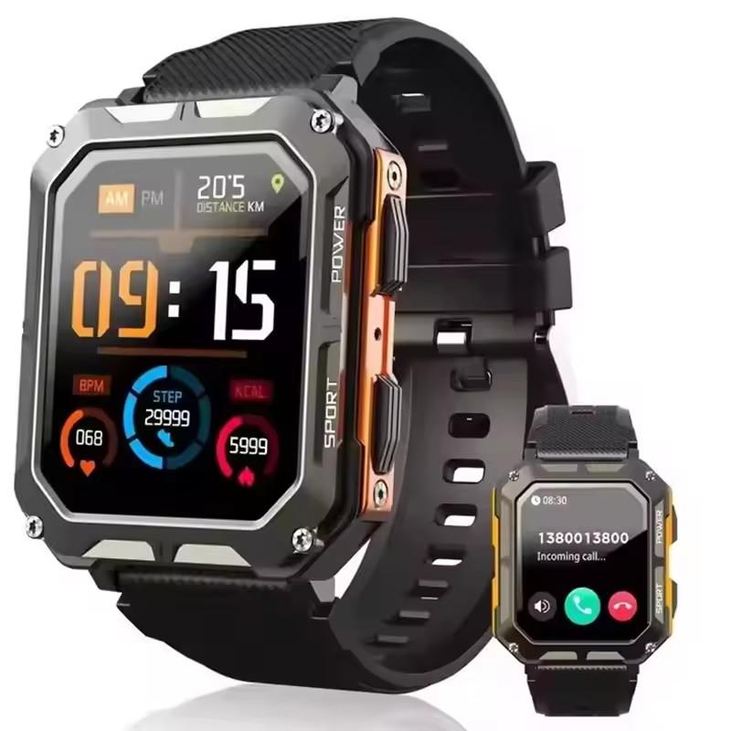 C20 PRO Smartwatch Mannen Bluetooth Bellen Buitensporten 1,83 inch Groot Scherm Spraakassistent Fitness C20Pro Smartwatch