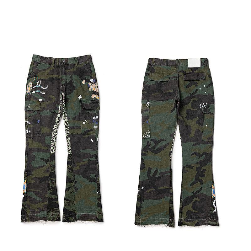 GALLERY DEPT Jeans Acampanados Retro Unisex Patchwork Desgastados con Lavado Salpicado