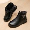 Shoes cotton shoes winter short boots non-slip warm velvet microfiber leather shoes medium and old winter women's shoes black