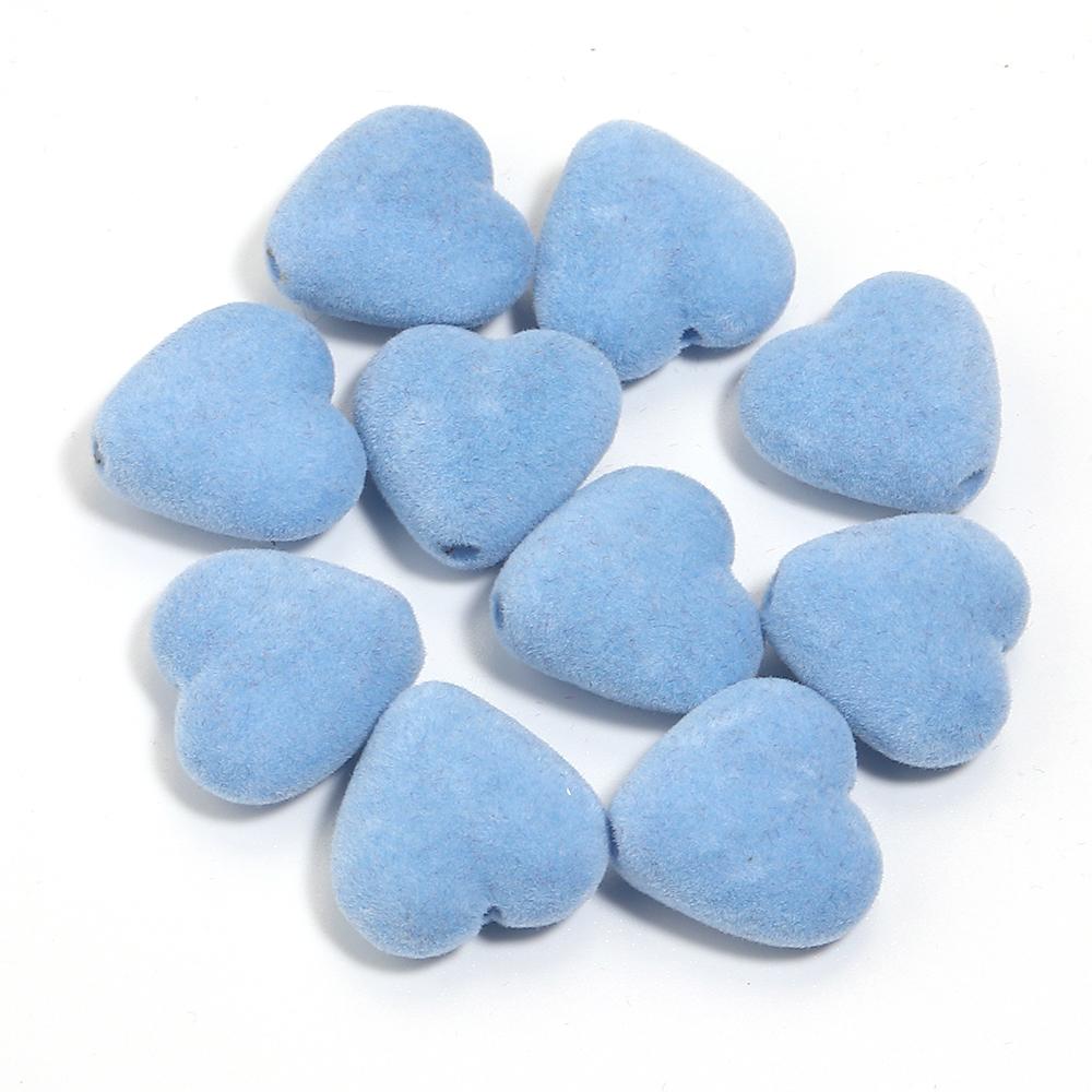 10pcs/Lot 16mm Heart Flocked Acrylic Beads For Jewelry Making Loose Spacer Big Hole Beads DIY Bracelet Necklace Accessories