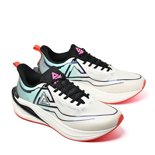 Peak TAICHI LIGHT SHUTTLE EXT51461H Men's Running Shoes, White/Black/Green, Size 26.5cm, E