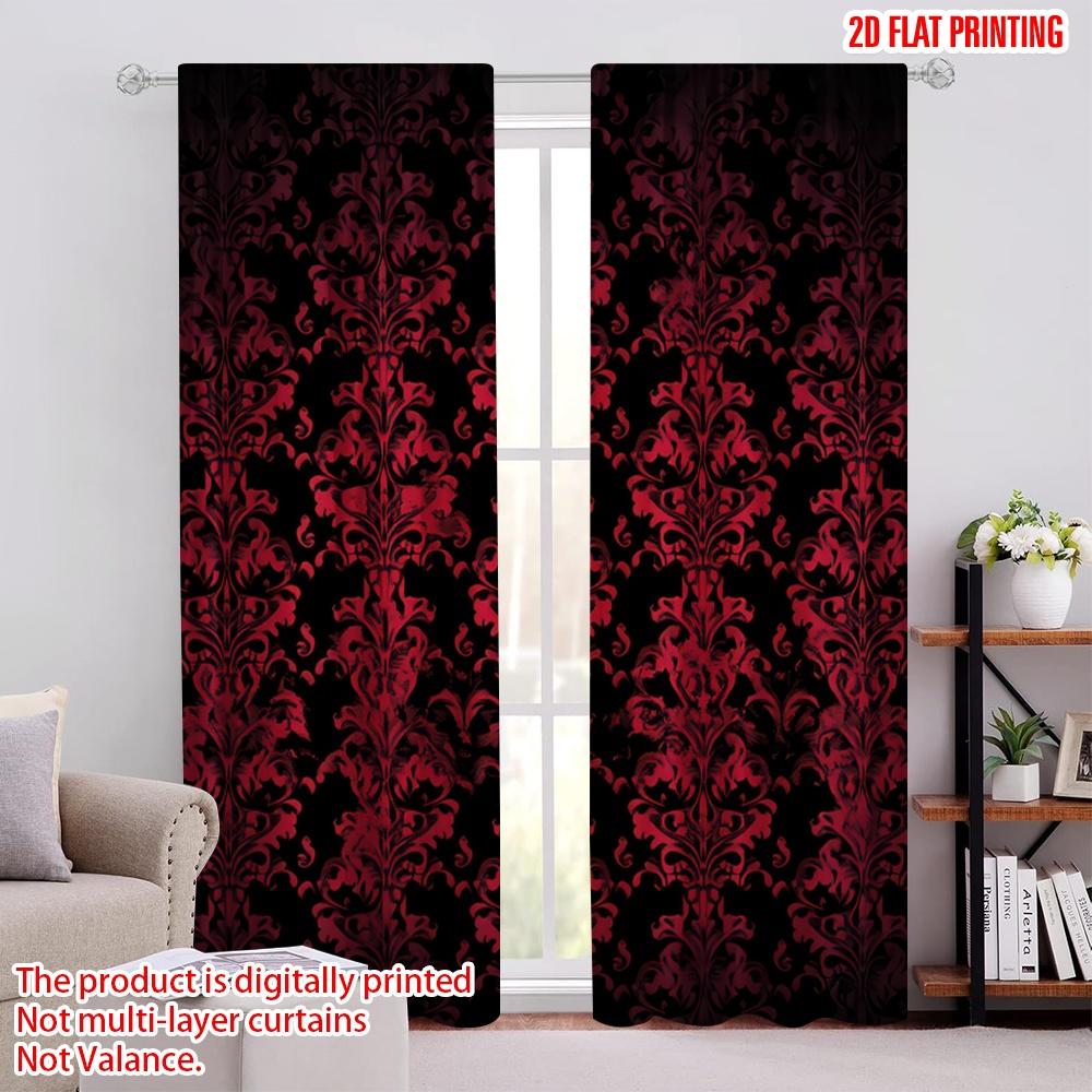 

2D flat printing 2pc Drapes Swirls Floral and Leaves Versatile 100% Polyester,Without Electricity Holiday Decorations for Indoor 52.50 × 116.00 cm 2 pcs