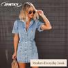 JPNTKY Mode Zomer Lente Effen Kleur Print Korte Mouw POLO Kraag Casual Jurken