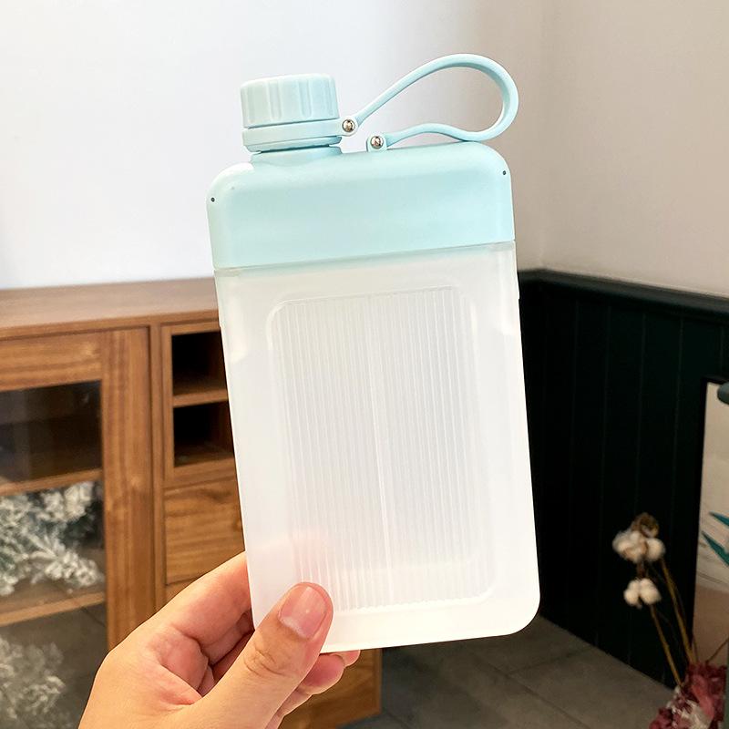 450Ml Portable Flat Water Bottle Reusable Juice Milk Tea Bottle Plastic Ultra-Shin Travel Outdoor Trip Drinking Tool