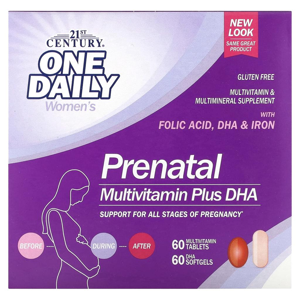 21st Century Prenatal Multivitamin/Mineral + Dha, 2 Bottles, 60 Tablets/60 Softgels