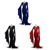 Women Long Dress V-Neck Flared Sleeves Solid Color Irregular Sway Design Lace-Up Gown Robe Halloween Costume