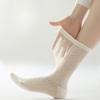 Summer Lace Black and White Pile Socks with Small Leather Shoes Ballet Style Socks for Women. Summer Thin Mid-calf Socks