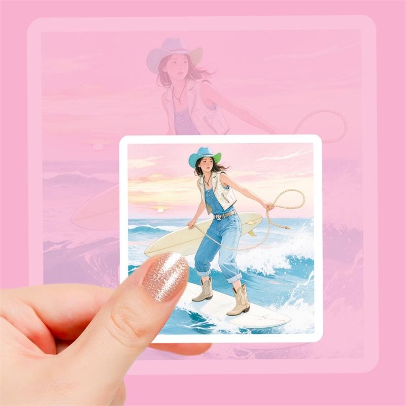 103056Pcs Kawaii Blue Seaside Life Pvc Sticky Stickers Aesthetic Diy Colored Phone Laptop Luggage Skateboard Graffiti Decals